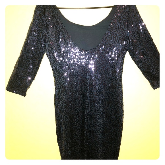 Navy blue sequin skin tight dress: Size large - Picture 1 of 3